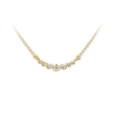 Zlatý dámský náhrdelník DF 4216, žluté zlato, s brilianty