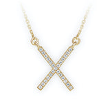 Zlatý dámský náhrdelník DF 4135, žluté zlato, s řetízkem a brilianty