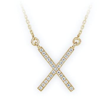 Zlatý dámský náhrdelník DF 4135, žluté zlato, s řetízkem a brilianty