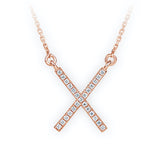 Zlatý dámský náhrdelník DF 4135, růžové zlato, s řetízkem a brilianty