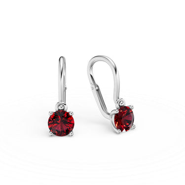 Dětské náušnice Danfil C4910 z bílého zlata s kamínky Ruby Dark, zapínání brizura