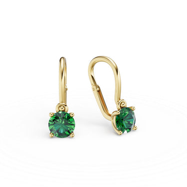 Dětské náušnice Danfil C4910 ze žlutého zlata s kamínky Emerald Green, zapínání brizura