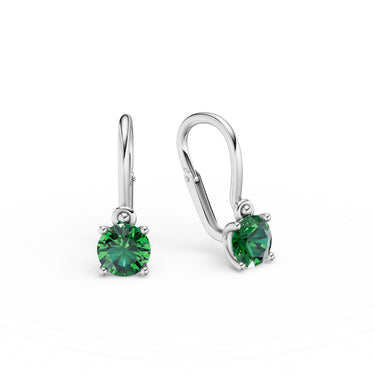 Dětské náušnice Danfil C4910 z bílého zlata s kamínky Emerald Green, zapínání brizura