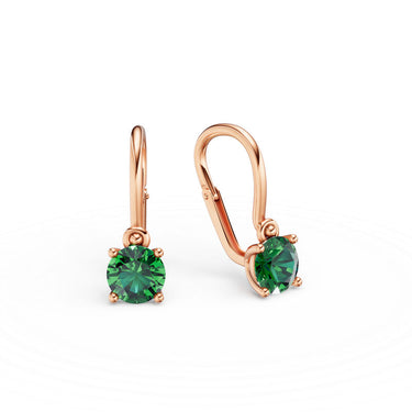 Dětské náušnice Danfil C4910 z růžového zlata s kamínkem Emerald Green, zapínání brizura