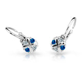 Dětské náušnice Danfil C2153 z bílého zlata s kamínky Dark Blue, zapínání brizura