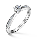 Minerva Side Stones | Zásnubní prsten se středovým kamenem 0.25 ct, bílé zlato, s diamanty