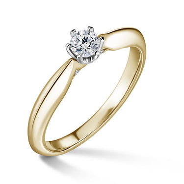 Mira | Zásnubní prsten se středovým kamenem 0.180ct, bílé a žluté zlato, s diamanty