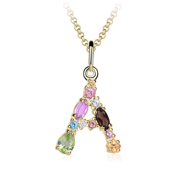 Zlatý přívěsek ve tvaru písmene A, DF 4786, žluté zlato, multicolor