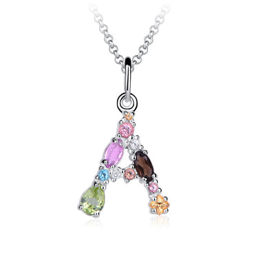 Zlatý přívěsek ve tvaru písmene A, DF 4786, bílé zlato, multicolor
