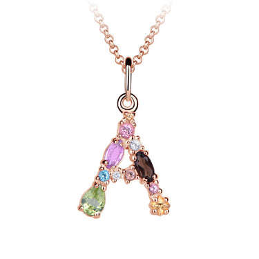 Zlatý přívěsek ve tvaru písmene A, DF 4786, růžové zlato, multicolor