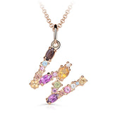 Zlatý přívěsek ve tvaru písmene W, DF 4808, růžové zlato, barevné kameny