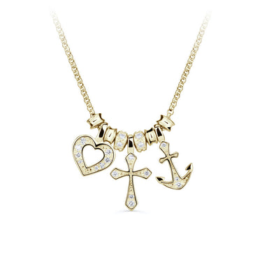 Zlatý dámský náhrdelník DF 5117, žluté zlato, s brilianty