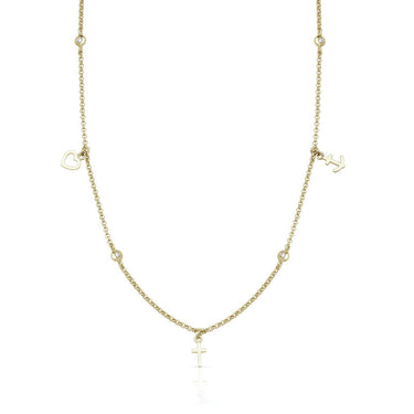 Zlatý dámský náhrdelník DF 5155, žluté zlato, s brilianty