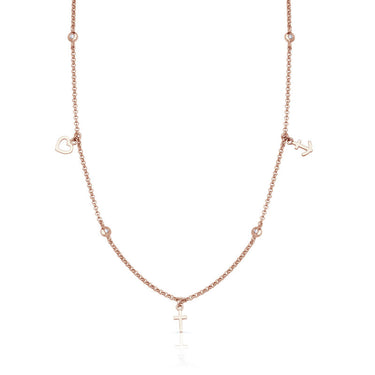 Zlatý dámský náhrdelník DF 5155, růžové zlato, s brilianty
