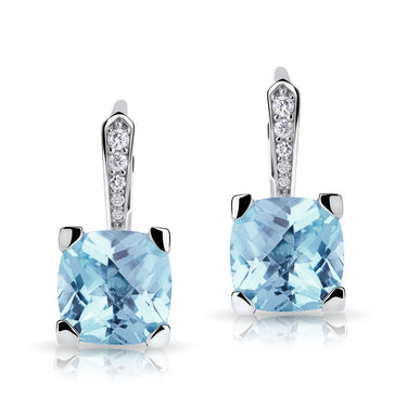 Zlaté dámské náušnice DF 5167, topaz blue, bílé zlato