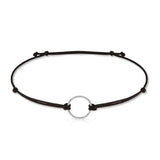 Náramek se zlatým kroužkem a šňůrkou Danfil DLB5186, bílé zlato