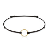 Náramek se zlatým kroužkem a šňůrkou Danfil DLB5186, žluté zlato