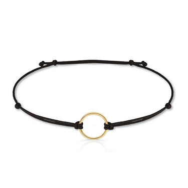 Náramek se zlatým kroužkem a šňůrkou Danfil DLB5186, žluté zlato