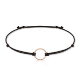 Náramek se zlatým kroužkem a šňůrkou Danfil DLB5186, růžové zlato