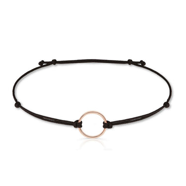 Náramek se zlatým kroužkem a šňůrkou Danfil DLB5186, růžové zlato