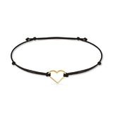 Náramek zlaté srdce se šňůrkou Danfil DLB5187, žluté zlato