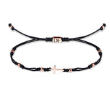 Náramek se zlatým křížkem Danfil DLB5191, růžové zlato