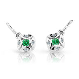 Dětské náušnice Danfil C2250 z bílého zlata s kamínkem Emerald Green, zapínání brizura