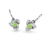 Dětské náušnice Danfil C2203 z bílého zlata s kamínkem Peridot Green, zapínání brizura