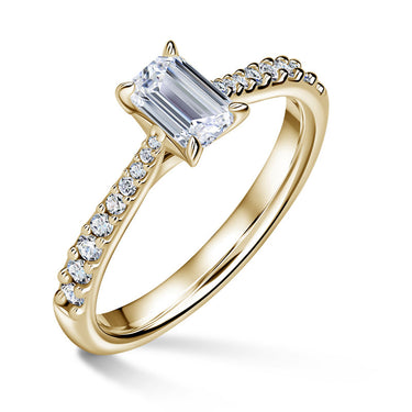 Arlene Side Stones | Zásnubní prsten se středovým kamenem 0.7 ct, žluté zlato, s diamanty