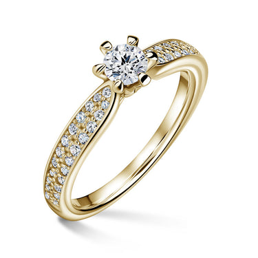 Florence Side Stones | Zásnubní prsten se středovým kamenem 0.25 ct, žluté zlato, s diamanty