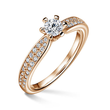 Florence Side Stones | Zásnubní prsten se středovým kamenem 0.25 ct, růžové zlato, s diamanty