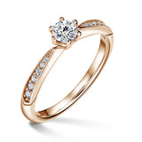 Minerva Side Stones | Zásnubní prsten se středovým kamenem 0.25 ct, růžové zlato, s diamanty