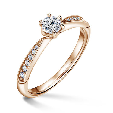 Minerva Side Stones | Zásnubní prsten se středovým kamenem 0.25 ct, růžové zlato, s diamanty