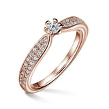 Florence Side Stones | Zásnubní prsten se středovým kamenem 0.085ct, růžové zlato, s diamanty