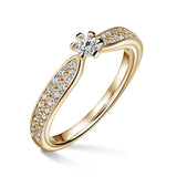 Florence Side Stones | Zásnubní prsten se středovým kamenem 0.145ct, žluté zlato, s diamanty