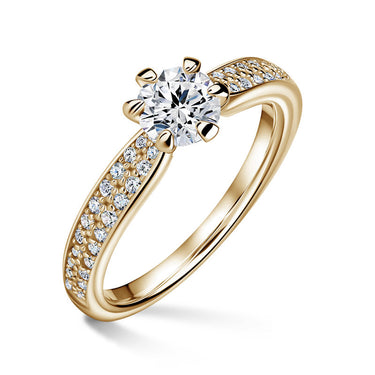 Florence Side Stones | Zásnubní prsten se středovým kamenem 0.500ct, žluté zlato, s diamanty