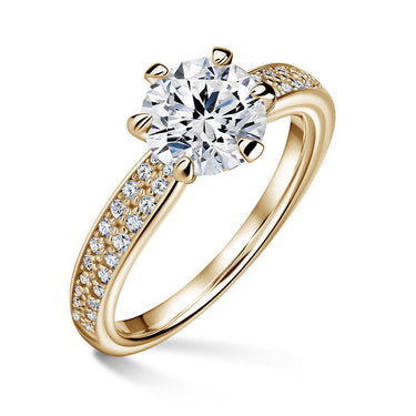 Florence Side Stones | Zásnubní prsten se středovým kamenem 1.310ct, žluté zlato, s diamanty
