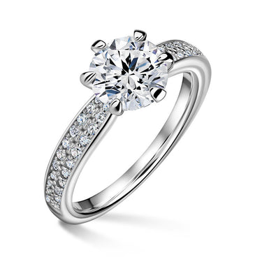 Florence Side Stones | Zásnubní prsten se středovým kamenem 1.310ct, bílé zlato, s diamanty