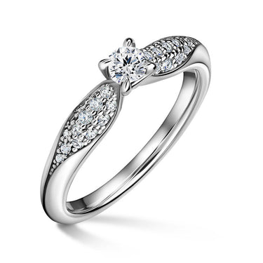 Luna | Zásnubní prsten se středovým kamenem 0.180ct, bílé zlato, s diamanty