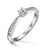 Minerva Side Stones | Zásnubní prsten se středovým kamenem 0.180ct, bílé zlato, s diamanty
