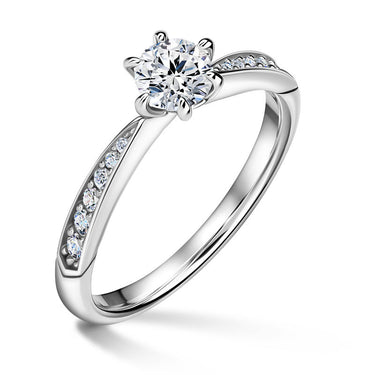 Minerva Side Stones | Zásnubní prsten se středovým kamenem 0.500ct, bílé zlato, s diamanty