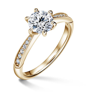 Minerva Side Stones | Zásnubní prsten se středovým kamenem 1.000ct, žluté zlato, s diamanty