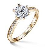 Minerva Side Stones | Zásnubní prsten se středovým kamenem 1.310ct, žluté zlato, s diamanty