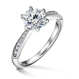 Minerva Side Stones | Zásnubní prsten se středovým kamenem 1.310ct, bílé zlato, s diamanty
