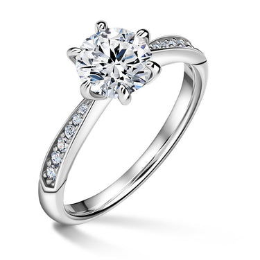 Minerva Side Stones | Zásnubní prsten se středovým kamenem 1.310ct, bílé zlato, s diamanty