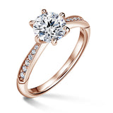 Minerva Side Stones | Zásnubní prsten se středovým kamenem 1.310ct, růžové zlato, s diamanty