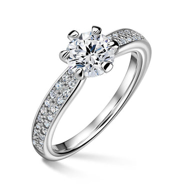 Florence Side Stones | Zásnubní prsten se středovým kamenem 0.900ct, bílé zlato, s diamanty