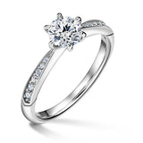 Minerva Side Stones | Zásnubní prsten se středovým kamenem 0.700ct, bílé zlato, s diamanty