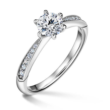 Minerva Side Stones | Zásnubní prsten se středovým kamenem 0.700ct, bílé zlato, s diamanty