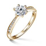 Minerva Side Stones | Zásnubní prsten se středovým kamenem 0.900ct, žluté zlato, s diamanty